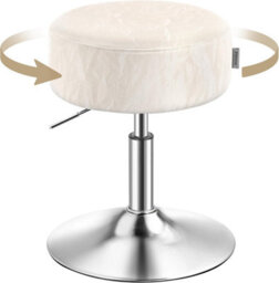 Ledrem Vanity Stool, Height Adjustable, 360 Degree Swivel, Pu Leather, Cream White - thumbnail 2