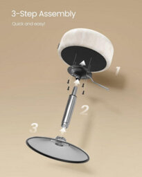 Ledrem Vanity Stool, Height Adjustable, 360 Degree Swivel, Pu Leather, Cream White - thumbnail 7