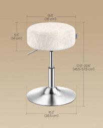 Ledrem Vanity Stool, Height Adjustable, 360 Degree Swivel, Pu Leather, Cream White - thumbnail 3