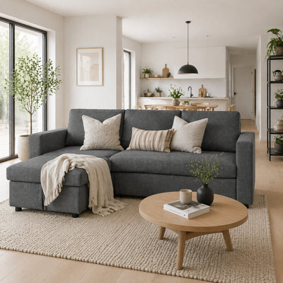 Wyld Haus Kesosu Dark Grey Upholstered 3-Seater Sofa Bed With Reversible Chaise And Built-In Storage - image 1