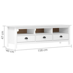 Berkfield Tv Cabinet Hill Range White 158X40X47 Cm Solid Pine Wood - thumbnail 4