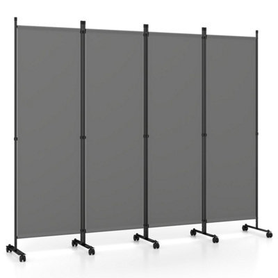 Grey 4 Panel Room Divider Black 173 Cm Privacy Screen - image 1