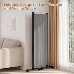 Grey 4 Panel Room Divider Black 173 Cm Privacy Screen - thumbnail 4