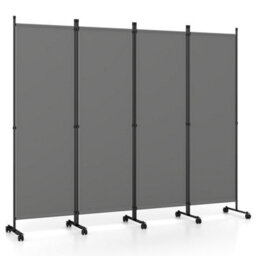 Grey 4 Panel Room Divider Black 173 Cm Privacy Screen - thumbnail 1