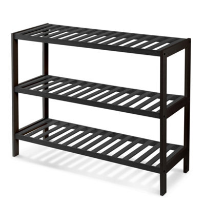 Keplin 3 Tier Natural Bamboo Shoe Rack 55X70X55 Cm, Easy Assembly & Strong Design Shelf Organiser, Black - image 1