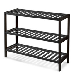 Keplin 3 Tier Natural Bamboo Shoe Rack 55X70X55 Cm, Easy Assembly & Strong Design Shelf Organiser, Black