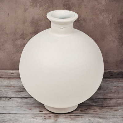 Urbn-Living Urbnliving 2.5L Cream Large Round Glass Opera Ball Vase Ceramic Look Ornament Living Room Home Decor - image 1