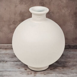 Urbn-Living Urbnliving 2.5L Cream Large Round Glass Opera Ball Vase Ceramic Look Ornament Living Room Home Decor