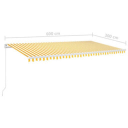 Berkfield Manual Retractable Awning With Led 600X300 Cm Yellow And White - thumbnail 7