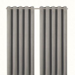 GoodHome Valgreta Grey Velvet Lined Eyelet Curtain (W)167Cm (L)183Cm, Pair - thumbnail 1