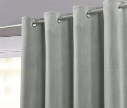 GoodHome Valgreta Grey Velvet Lined Eyelet Curtain (W)167Cm (L)183Cm, Pair - thumbnail 2
