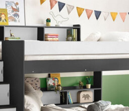 Tuscan Grey And White Wooden Staircase Bunk Bed - 3Ft Single - thumbnail 5