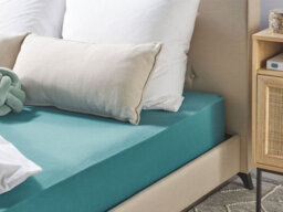 Beliani Fitted Sheet Hofuf Cotton 160 X 200 Cm Turquoise - thumbnail 2