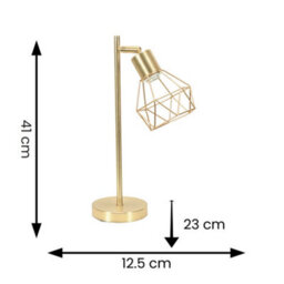 Valuelights Angus Brushed Gold Metal Geometric Basket Shade Table Lamp With Led Bulb - thumbnail 6