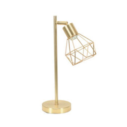 Valuelights Angus Brushed Gold Metal Geometric Basket Shade Table Lamp With Led Bulb - thumbnail 2