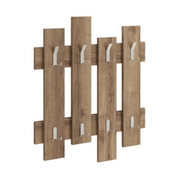 Decortie Wave Modern Wall-Mounted Coat Hanger Coat Rack Coat Stand With 8 Hooks Dark Oak Effect 69 Width - thumbnail 2