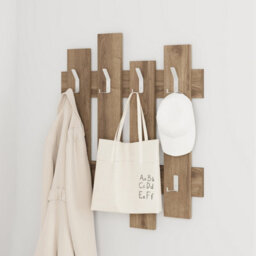 Decortie Wave Modern Wall-Mounted Coat Hanger Coat Rack Coat Stand With 8 Hooks Dark Oak Effect 69 Width - thumbnail 5