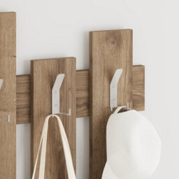Decortie Wave Modern Wall-Mounted Coat Hanger Coat Rack Coat Stand With 8 Hooks Dark Oak Effect 69 Width - thumbnail 4