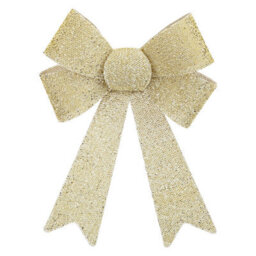 Tinsel Bow Christmas Decoration X 1 37Cm X 49Cm X 13Cm Champagne - thumbnail 1