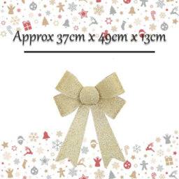 Tinsel Bow Christmas Decoration X 1 37Cm X 49Cm X 13Cm Champagne - thumbnail 2