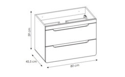Impact Furniture Bathroom Vanity Unit 800mm Wall Hung Sink Cabinet Compact Drawers White Gloss Oak Arub - thumbnail 5