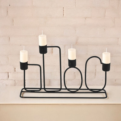 Urbn-Living Urbnliving 16Cm Metal Black Candle Holder Holds Up To 4 Candles Dinner Centrepiece - image 1