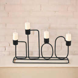 Urbn-Living Urbnliving 16Cm Metal Black Candle Holder Holds Up To 4 Candles Dinner Centrepiece