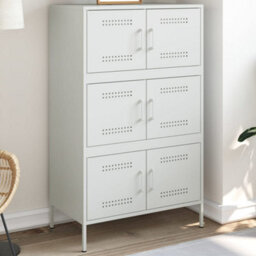 Berkfield Highboard White 68X39X113 Cm Steel