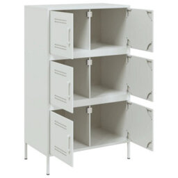 Berkfield Highboard White 68X39X113 Cm Steel - thumbnail 9