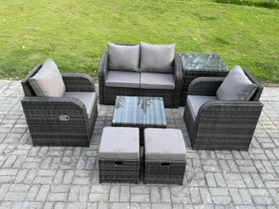 Fimous Wicker Pe Rattan Garden Furniture Set Outdoor Lounge Sofa Set With Love Sofa Square Coffee Table For Terrace - image 1