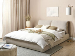 Beliani Bed Fabric Vinay 160 X 200 Cm (Eu King Size) Beige - thumbnail 2