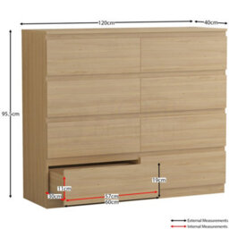 Lassic Vida Designs Denver Pine 8 Drawer Chest (H)955mm (W)1200mm (D)400mm) - thumbnail 2