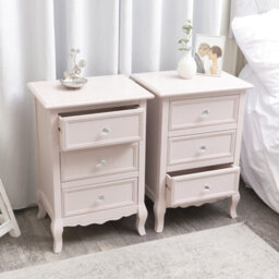 Melody Maison Pink Dressing Table, Mirror, Stool & Pair Bedside Tables - Sophia Pink Range - thumbnail 6