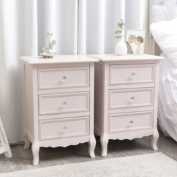 Melody Maison Pink Dressing Table, Mirror, Stool & Pair Bedside Tables - Sophia Pink Range - thumbnail 5