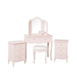 Melody Maison Pink Dressing Table, Mirror, Stool & Pair Bedside Tables - Sophia Pink Range - thumbnail 9