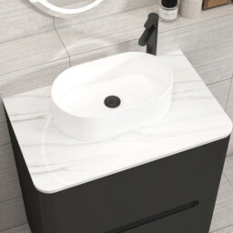 Royal Bathrooms Venice 700mm Matt Nocturne Black Freestanding Bathroom Countertop Vanity Unit 2 Drawer With Peak Basin - thumbnail 6