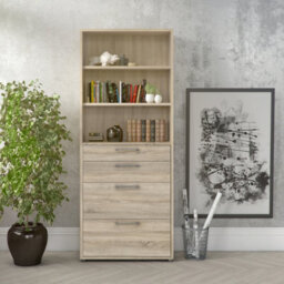 Furniture To Go Prima Bookcase 2 Shelves With 2 Drawers + 2 File Drawers In Oak - thumbnail 4
