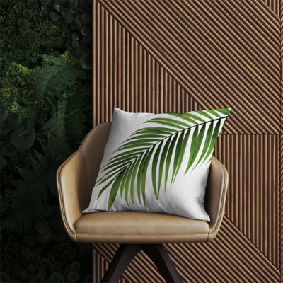 Warren Reed Designer Single Palm Leaf Outdoor Cushion 60Cm X 60Cm