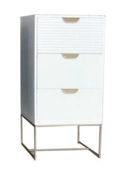 Minster 3 Drawer Bedside Table - Wood - L24 X W30 X H64 Cm - White - thumbnail 2