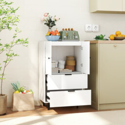 Costway Sideboard Buffet Cabinet 2-Door Serving Cupboard With Drawers-White - thumbnail 3