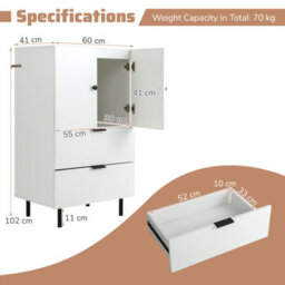 Costway Sideboard Buffet Cabinet 2-Door Serving Cupboard With Drawers-White - thumbnail 2