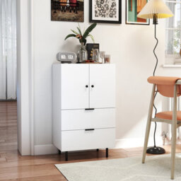 Costway Sideboard Buffet Cabinet 2-Door Serving Cupboard With Drawers-White - thumbnail 5