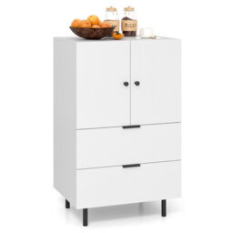 Costway Sideboard Buffet Cabinet 2-Door Serving Cupboard With Drawers-White - thumbnail 1