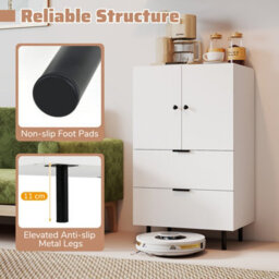 Costway Sideboard Buffet Cabinet 2-Door Serving Cupboard With Drawers-White - thumbnail 8
