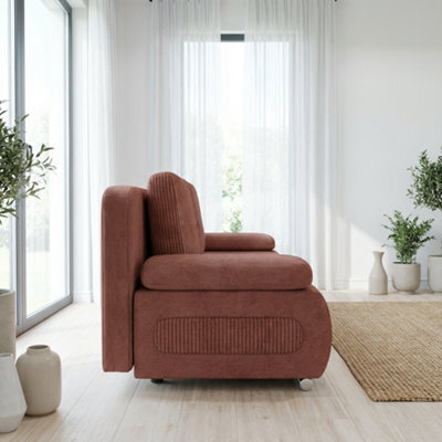 Emma M Corduroy Sofa Bed With Sleeping Function Mdf Frame Hr Foam Storage Compartment 200 X 92 X 77 Cm Pink - image 1