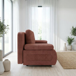 Emma M Corduroy Sofa Bed With Sleeping Function Mdf Frame Hr Foam Storage Compartment 200 X 92 X 77 Cm Pink - thumbnail 1