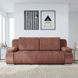 Emma M Corduroy Sofa Bed With Sleeping Function Mdf Frame Hr Foam Storage Compartment 200 X 92 X 77 Cm Pink - thumbnail 3