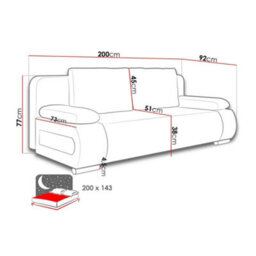 Emma M Corduroy Sofa Bed With Sleeping Function Mdf Frame Hr Foam Storage Compartment 200 X 92 X 77 Cm Pink - thumbnail 7