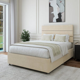Bedmaster Cream Luxury Velvet 2 Drawer Divan Base And Lined Headboard King Size - thumbnail 3