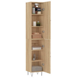 Berkfield Modern Highboard Sonoma Oak 34.5X34X180 Cm Engineered Wood - thumbnail 3